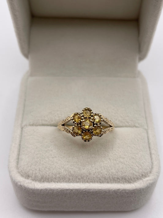 9ct gold citrine cluster ring