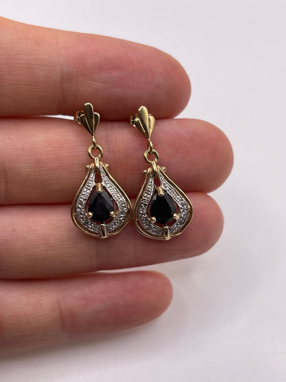 9ct gold sapphire and diamond earrings