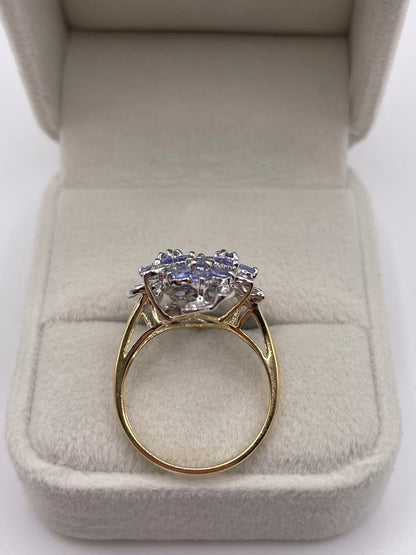 9ct gold tanzanite and diamond ring