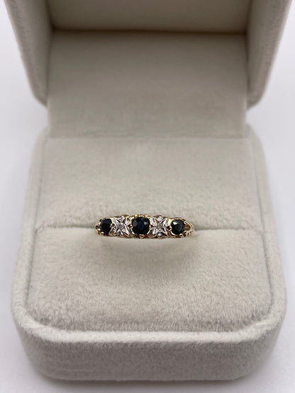 9ct gold sapphire and diamond ring