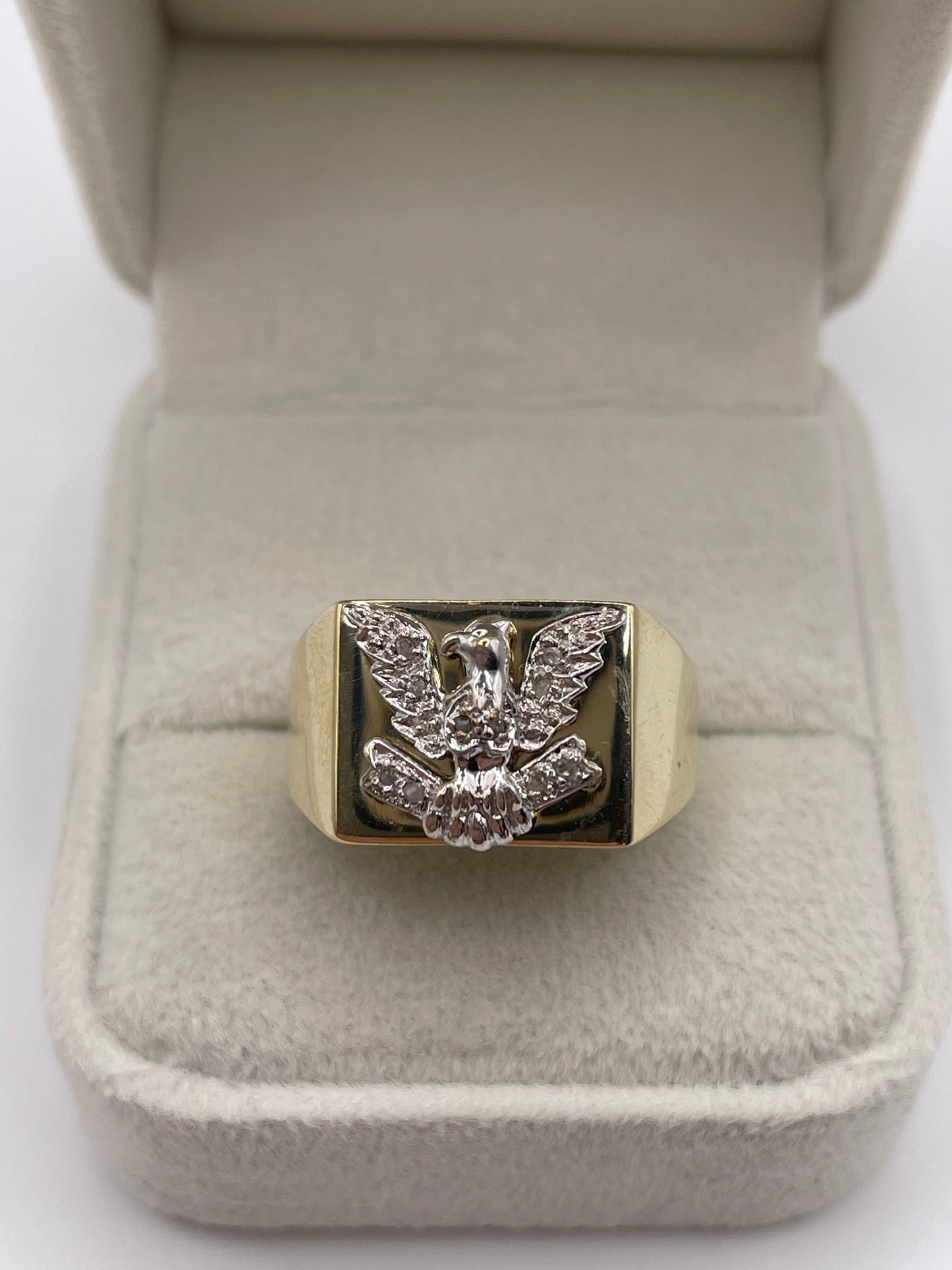 9ct gold diamond eagle ring