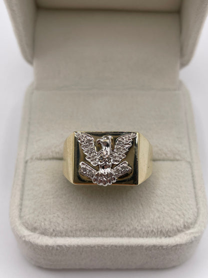 9ct gold diamond eagle ring