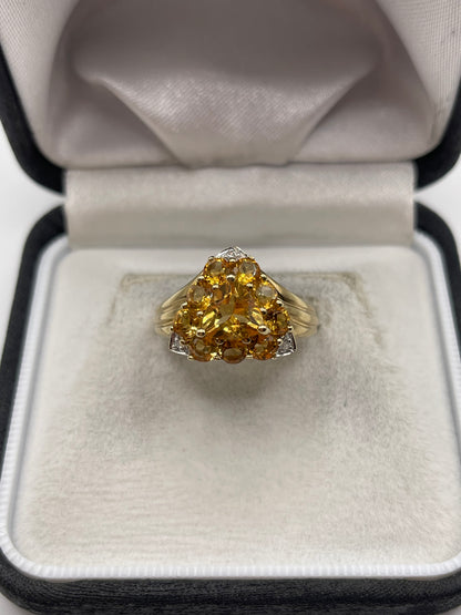 9ct gold citrine and diamond ring