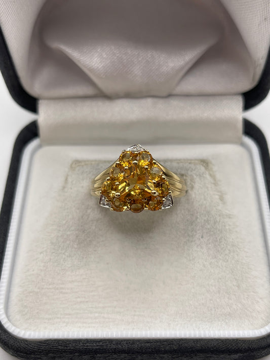 9ct gold citrine and diamond ring