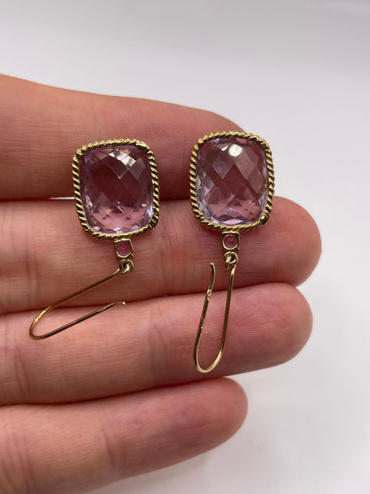 9ct gold amethyst and pink topaz earrings