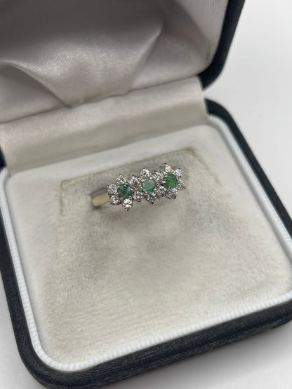 9ct gold emerald and cz ring