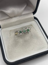 Load image into Gallery viewer, 9ct gold emerald and cz ring
