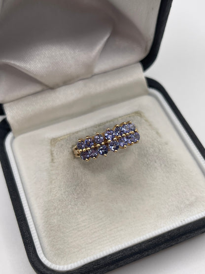 9ct gold tanzanite cluster ring