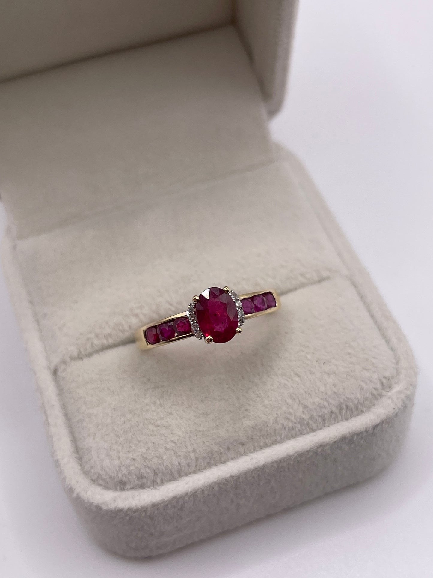 9ct gold ruby and diamond ring
