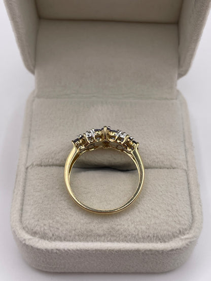 9ct gold tanzanite and diamond cluster ring