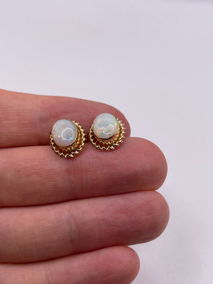 9ct gold opal earrings