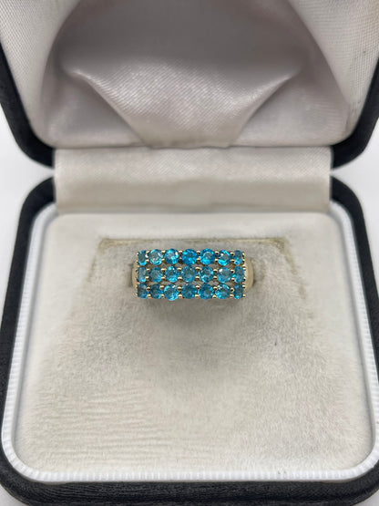 9ct gold blue apatite cluster ring