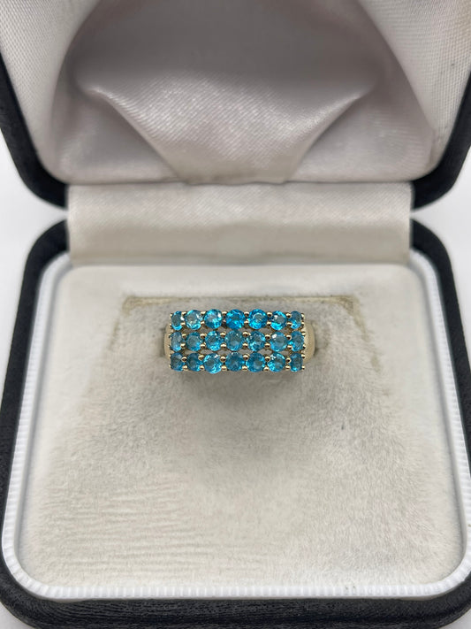 9ct gold blue apatite cluster ring