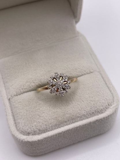 9ct gold diamond cluster ring