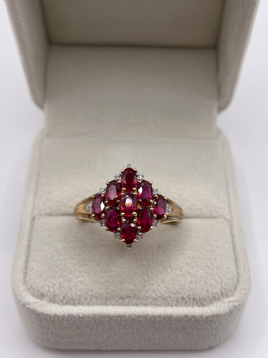 9ct gold ruby and diamond ring