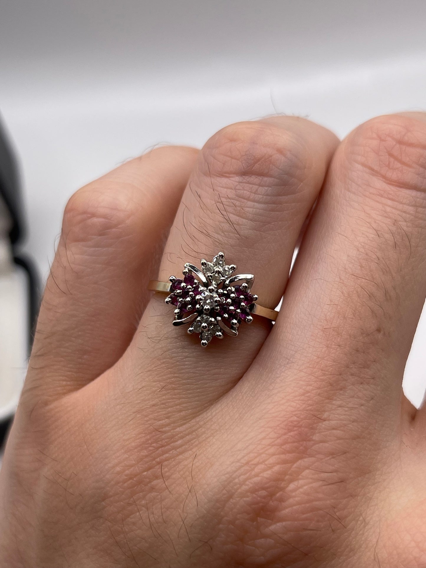 9ct gold ruby and diamond ring