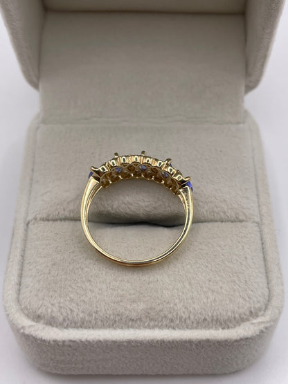 9ct gold tanzanite and diamond ring