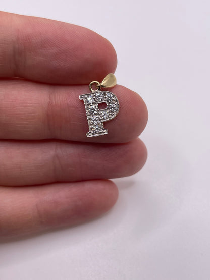 9ct gold cz initial P pendant