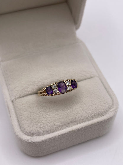9ct gold amethyst and diamond ring