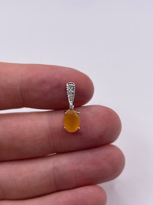 9ct gold opal and zircon pendant