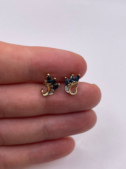 9ct gold sapphire and diamond earrings