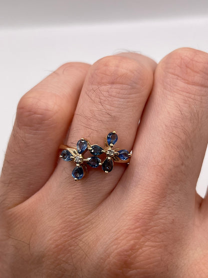 9ct gold sapphire and diamond ring