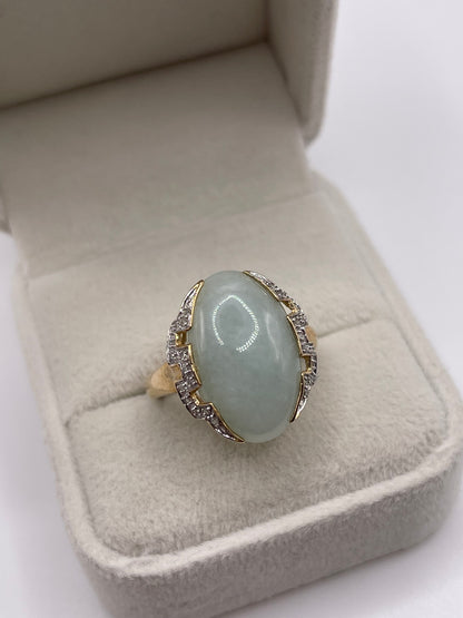 9ct gold jade and diamond ring