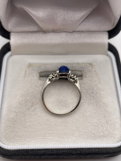 14ct white gold star sapphire and diamond ring