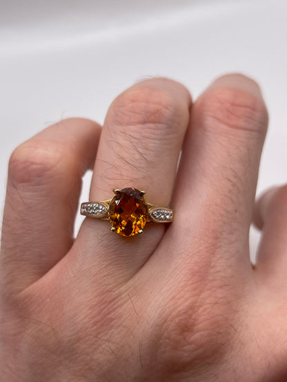 9ct gold citrine and zircon ring