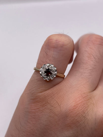 9ct gold garnet and diamond ring