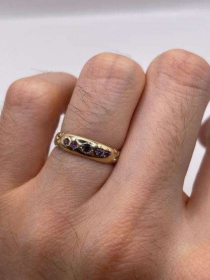 9ct gold amethyst gypsy ring