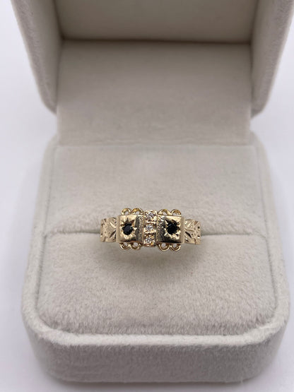 9ct gold sapphire and diamond gypsy ring