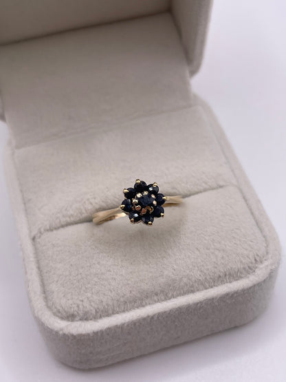 9ct gold sapphire cluster ring