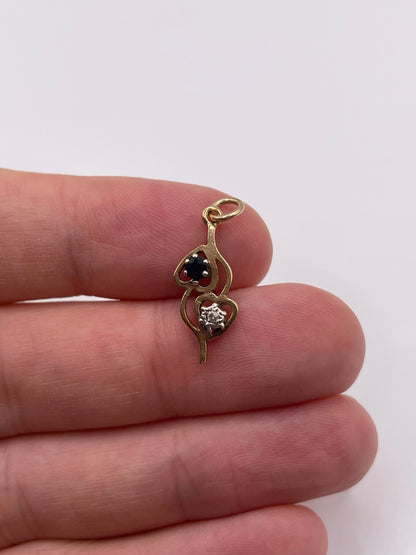 9ct gold sapphire and diamond pendant