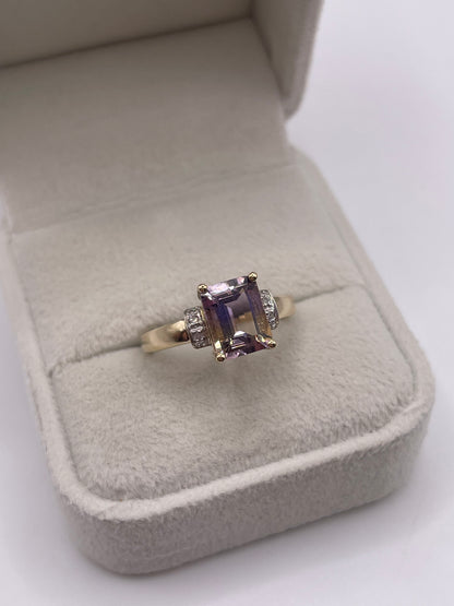 9ct gold ametrine and diamond ring