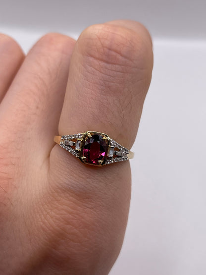 9ct gold tourmaline and zircon ring