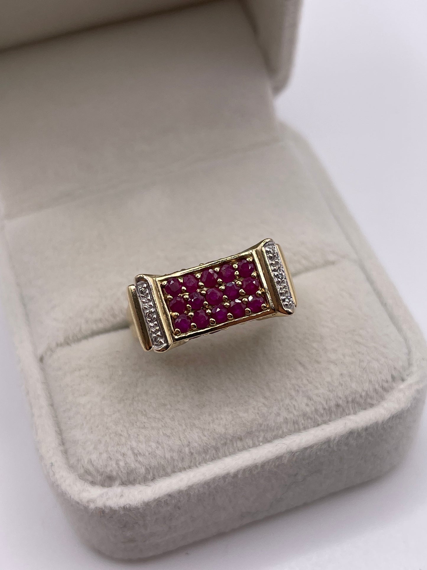9ct gold ruby and diamond ring