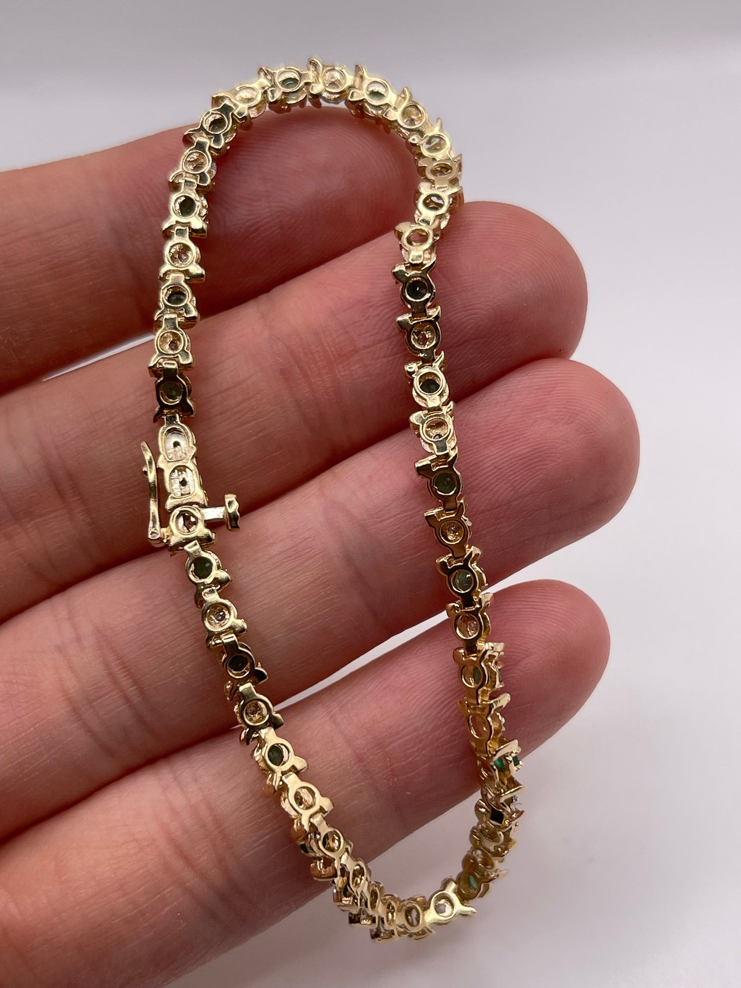 9ct gold emerald and diamond bracelet