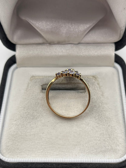 9ct gold tanzanite cluster ring