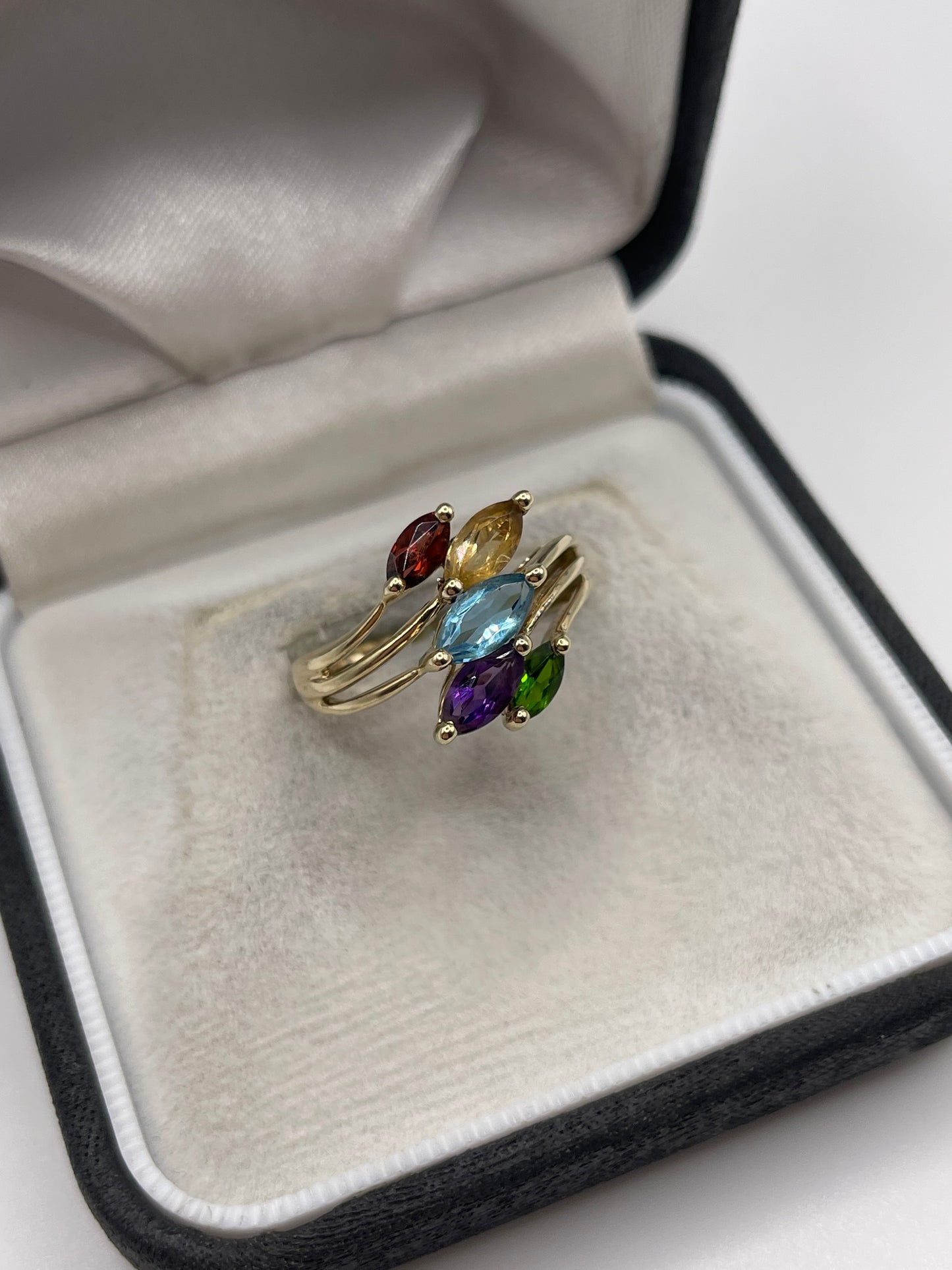 9ct gold multi gemstone ring