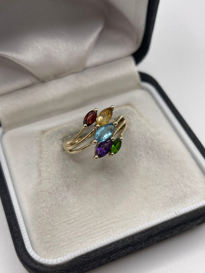 9ct gold multi gemstone ring