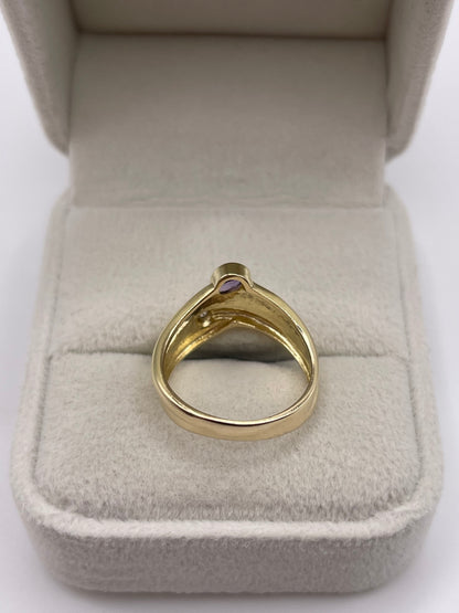 9ct gold amethyst and diamond ring
