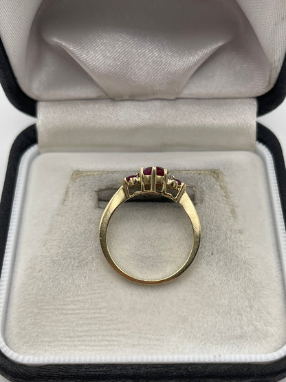 9ct gold ruby and diamond ring