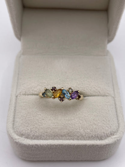 9ct gold multi gemstone ring