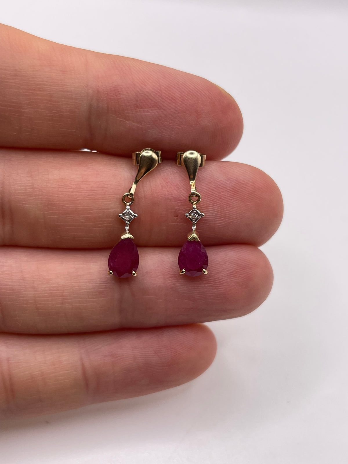 9ct gold ruby and diamond earrings