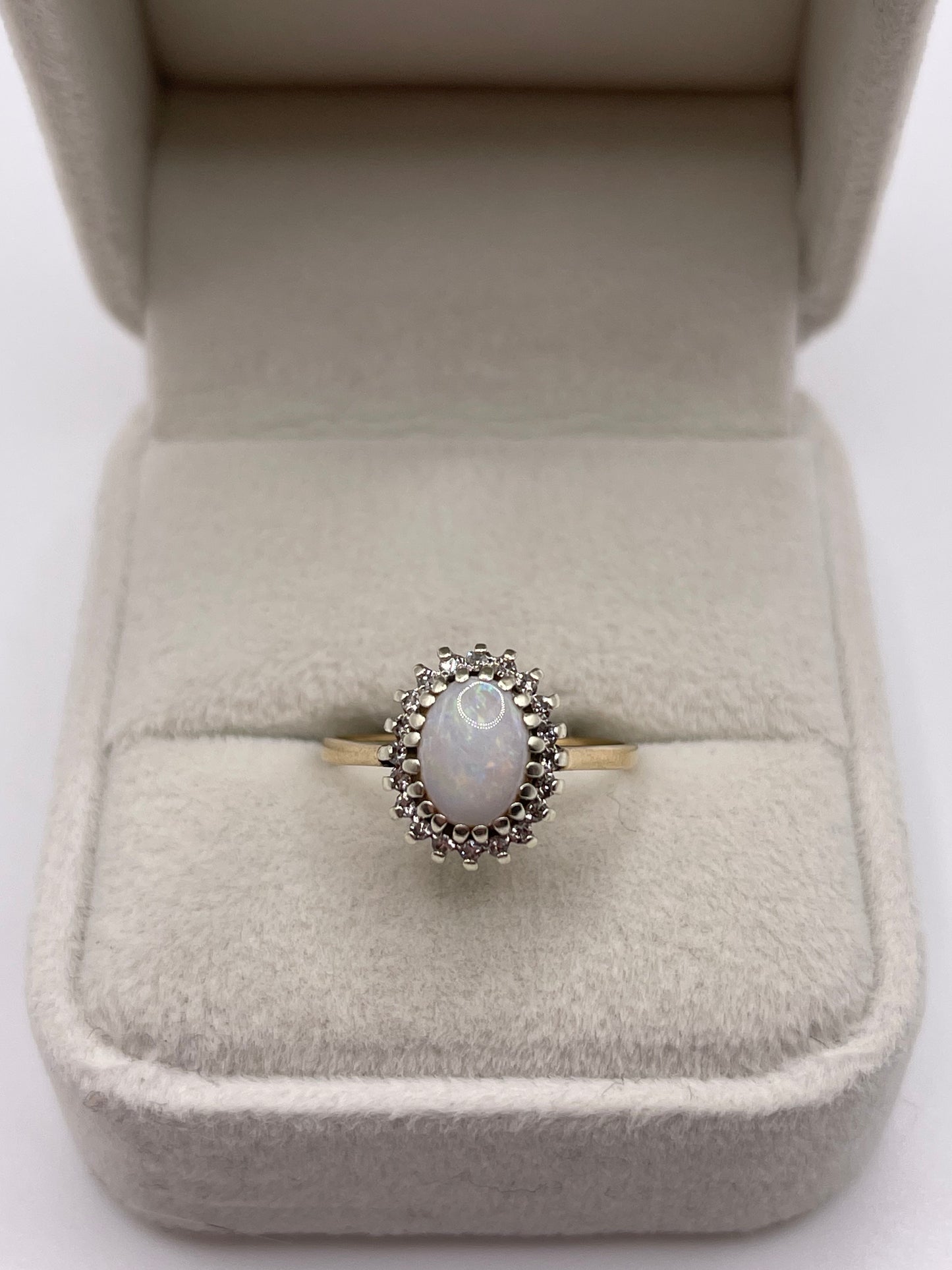9ct gold opal and diamond ring