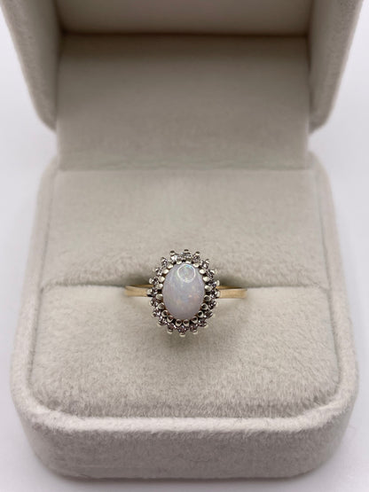 9ct gold opal and diamond ring