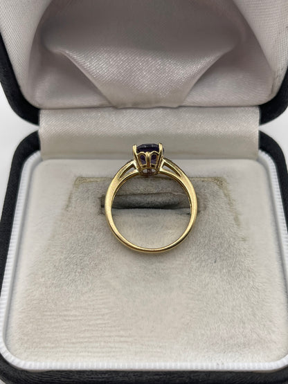 9ct gold iolite and diamond ring