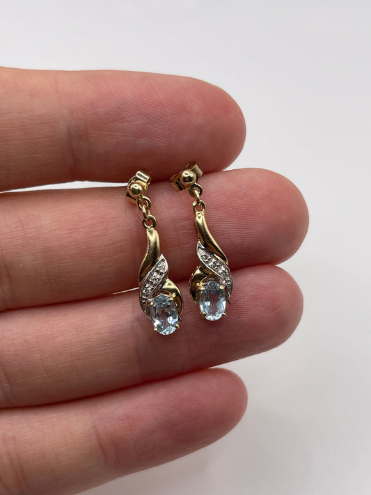 9ct gold topaz and diamond earrings