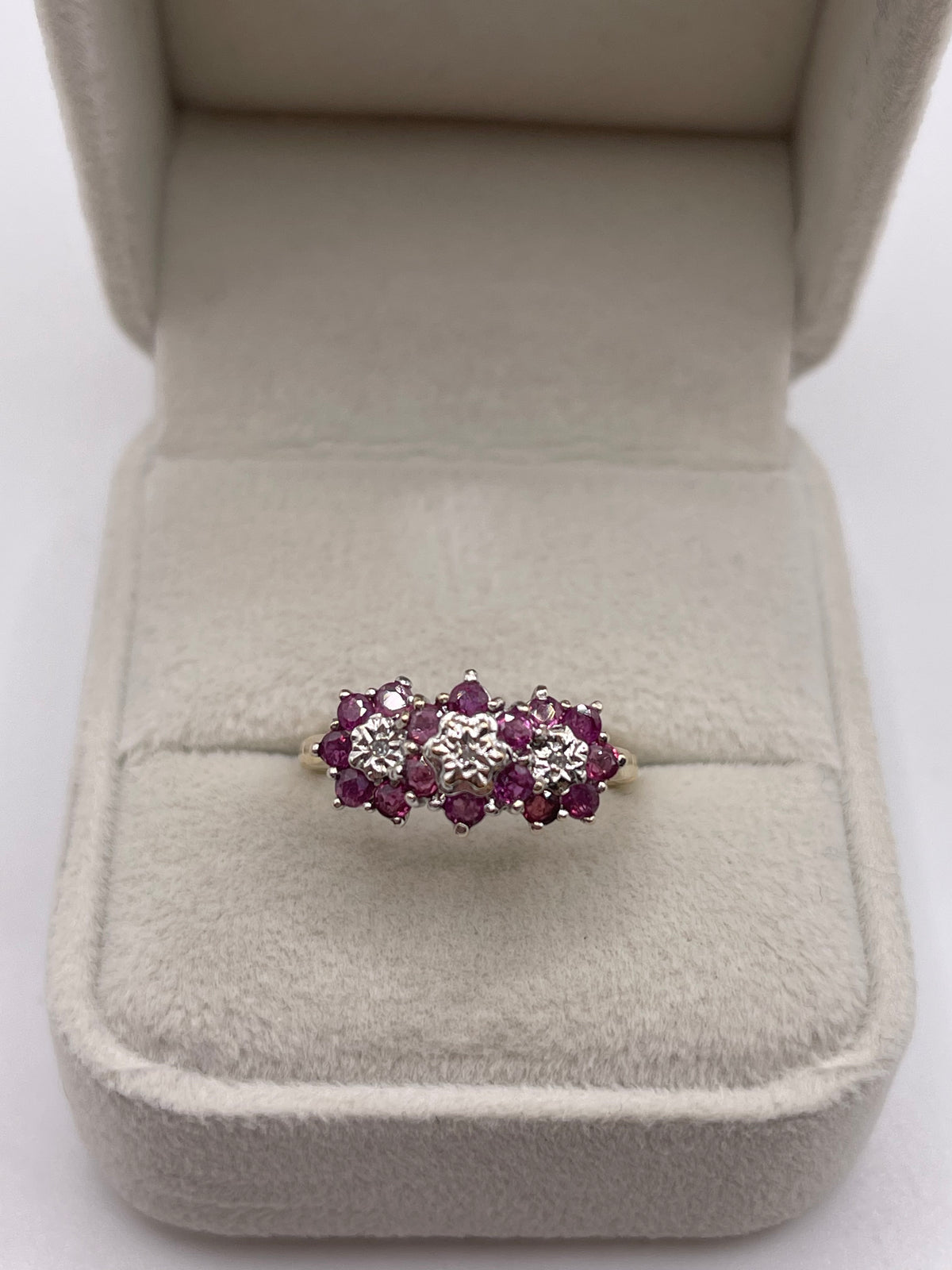 9ct gold ruby and diamond ring